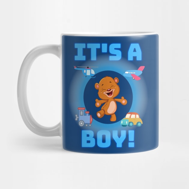 It's a Boy baby gender revealing in blue with a teddy bear by Shean Fritts 